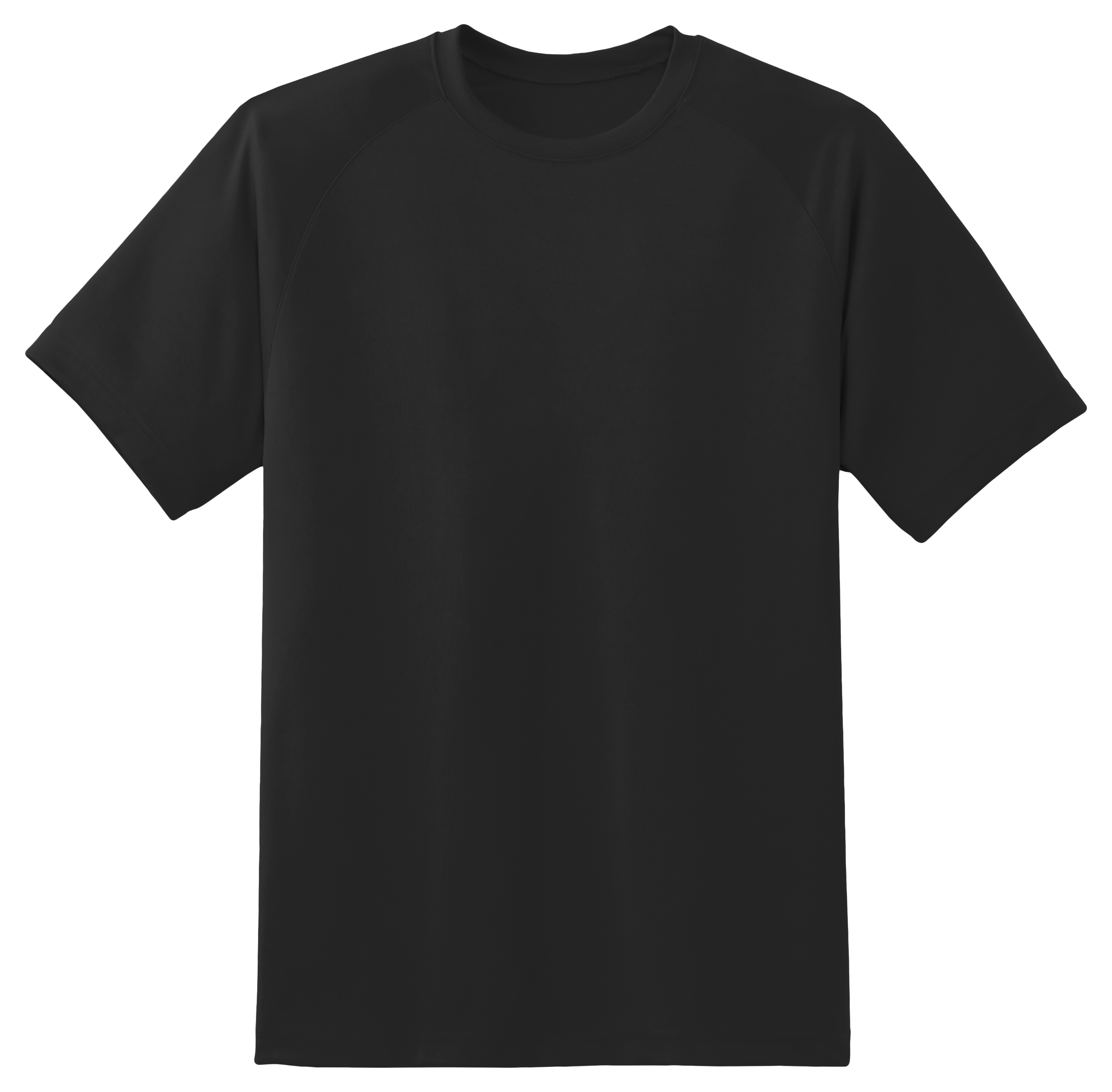 Black Short Sleeve Crew Neck T Shirt Product View PNG Clip Art On Clear Background