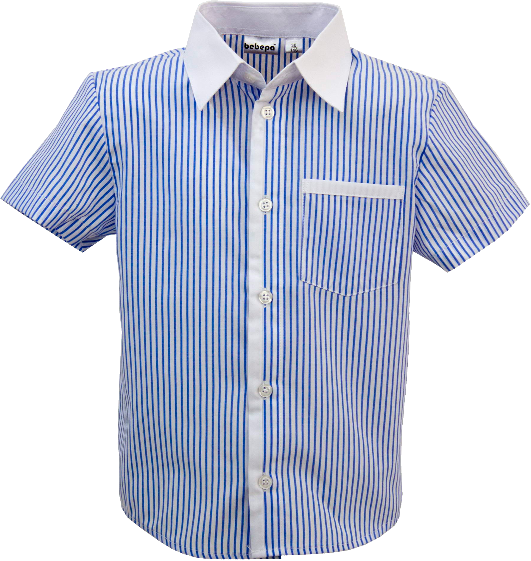 Blue And White Pinstripe Short Sleeve Mens Dress Shirt PNG Image With Transparent Background