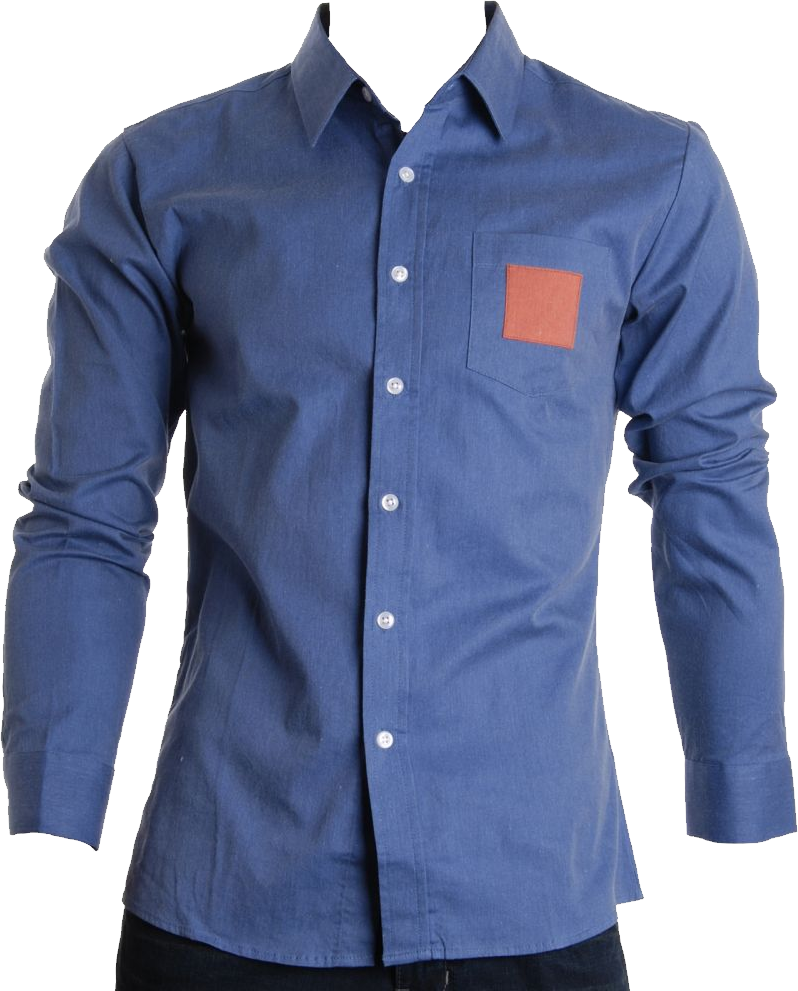 Blue Mens Dress Shirt With Orange Pocket Square Clear Background Shirt Illustration