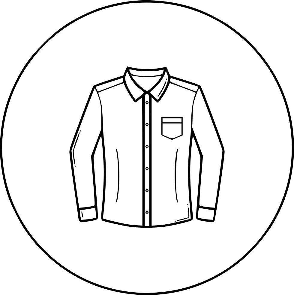 Button Down Shirt Line Drawing Inside Circular Frame Transparent PNG Image For Creative Projects