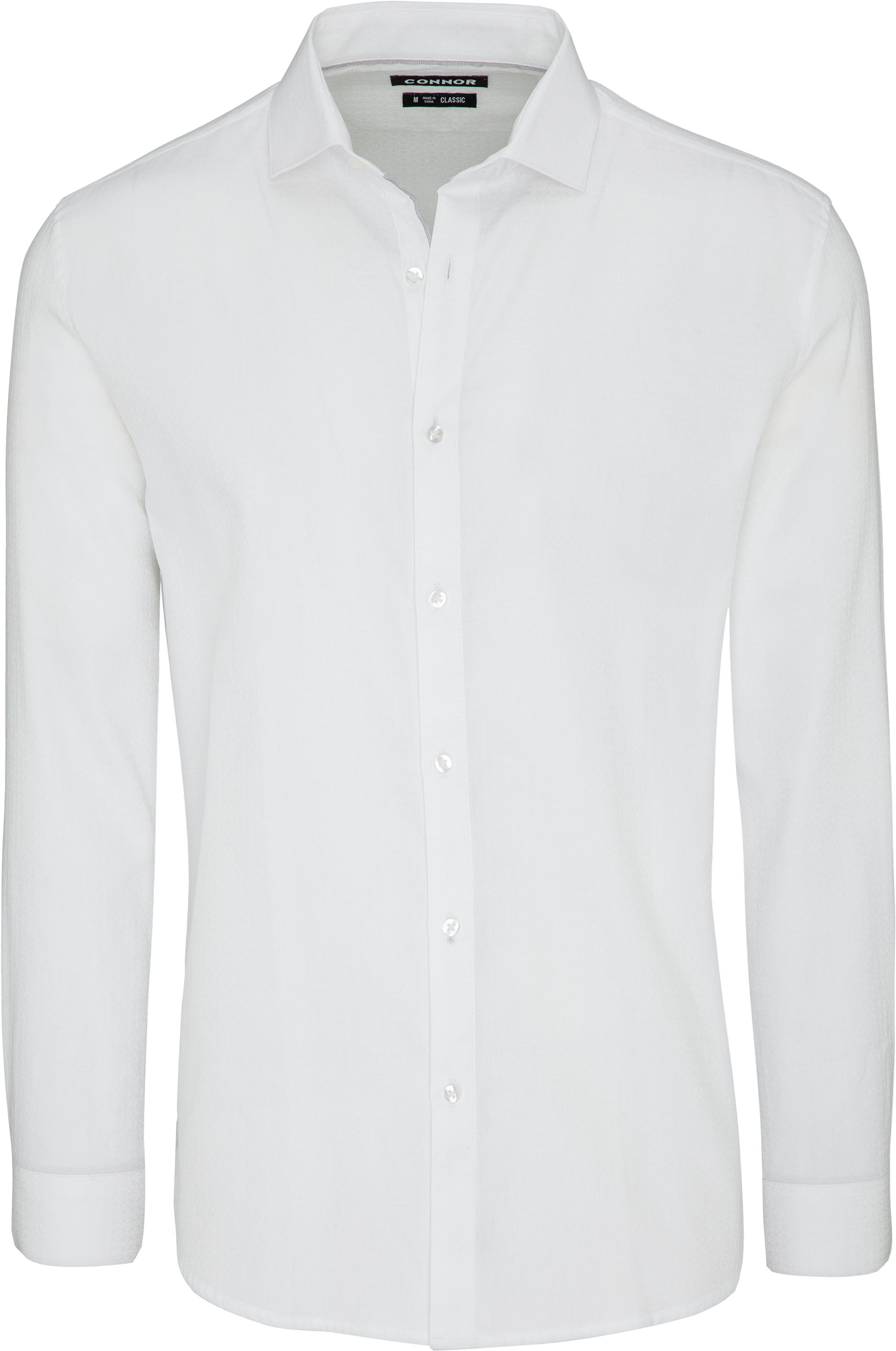 Classic White Long Sleeve Mens Dress Shirt Front View Transparent Background PNG Image
