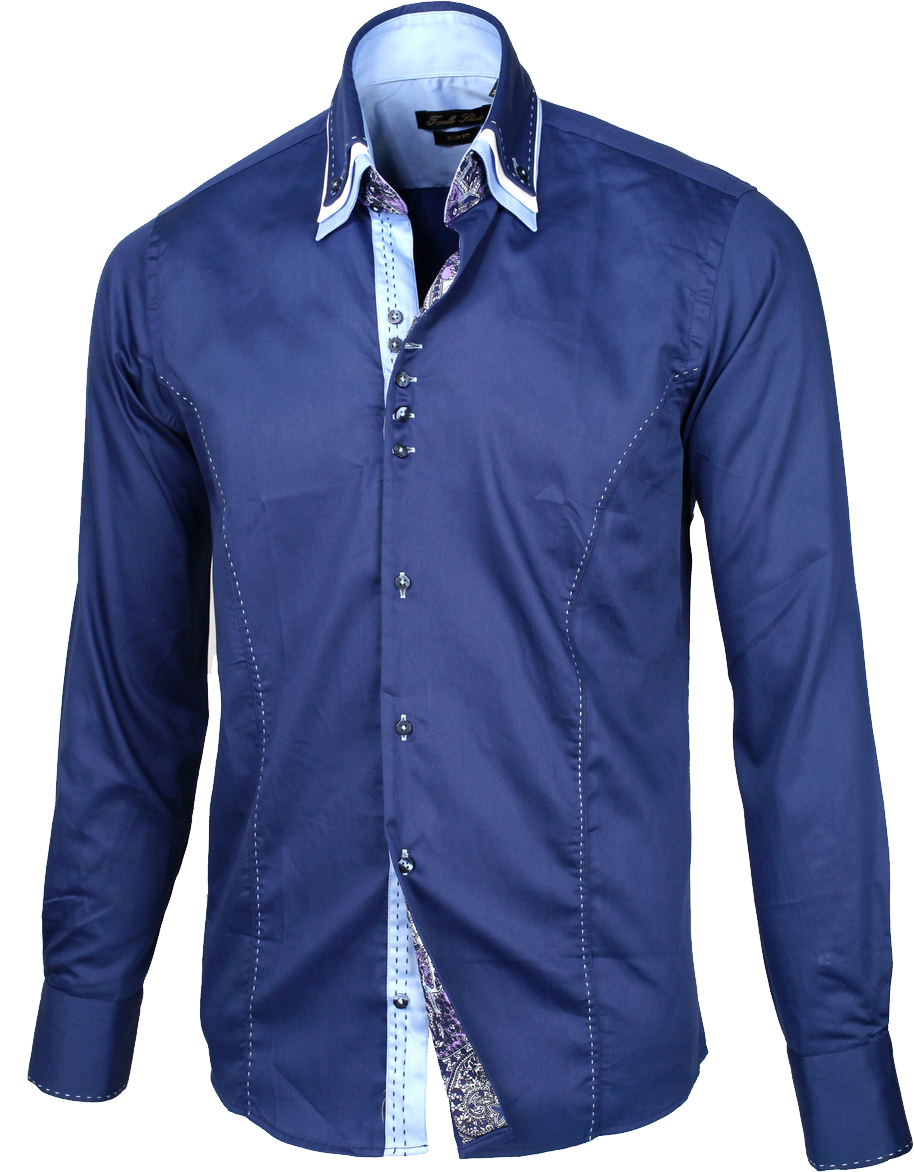 Dark Navy Blue Long Sleeve Button Up Shirt On Invisible Mannequin Transparent PNG Clipart