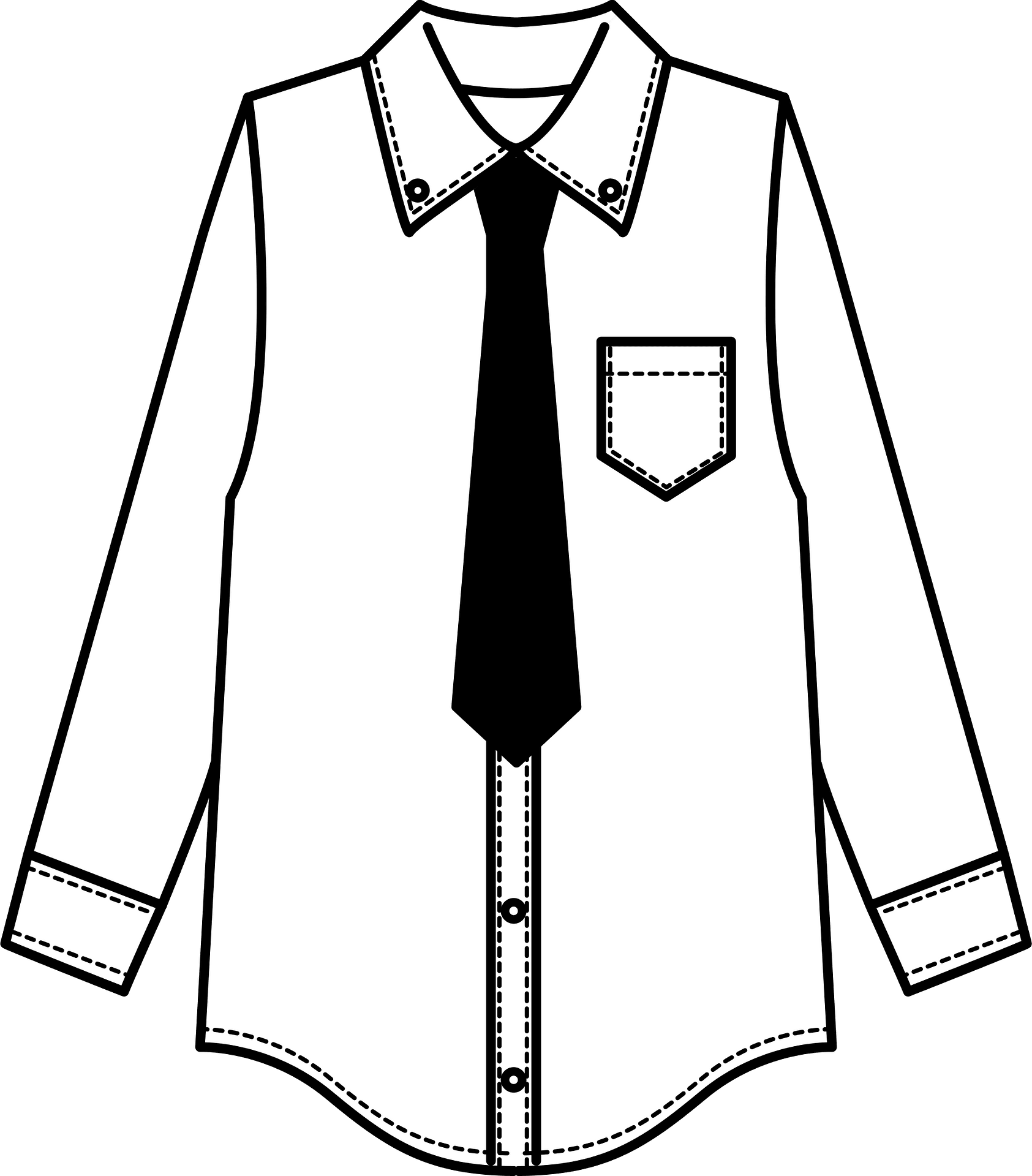 Formal Shirt And Neck Tie Black Line Icon High Resolution PNG Illustration
