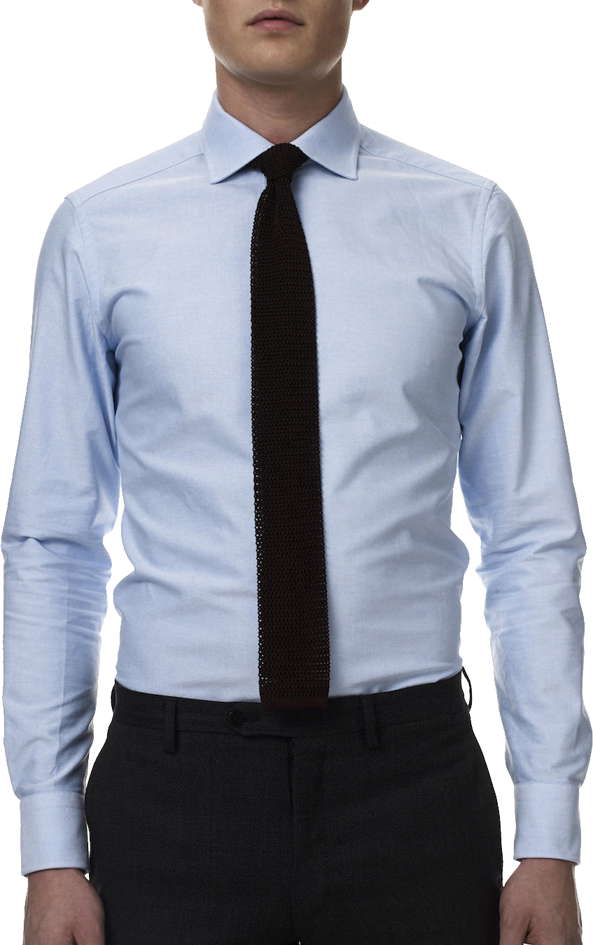 Light Blue Dress Shirt With Black Tie And Formal Trousers Printable PNG Graphic With Transparent Background