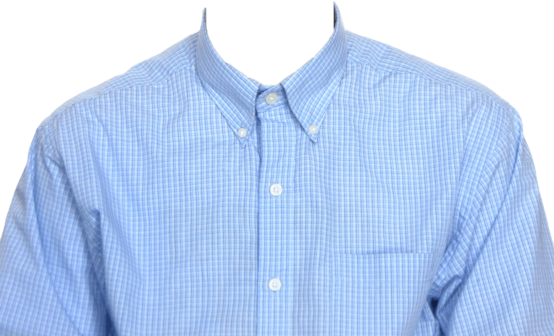 Light Blue Micro Check Button Down Casual Shirt Isolated On Transparent Background