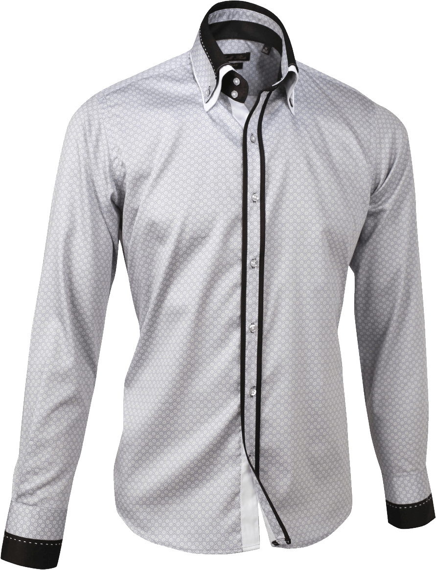 Light Gray Dress Shirt With Black Collar And Cuff Trim Isolated Transparent PNG Graphic