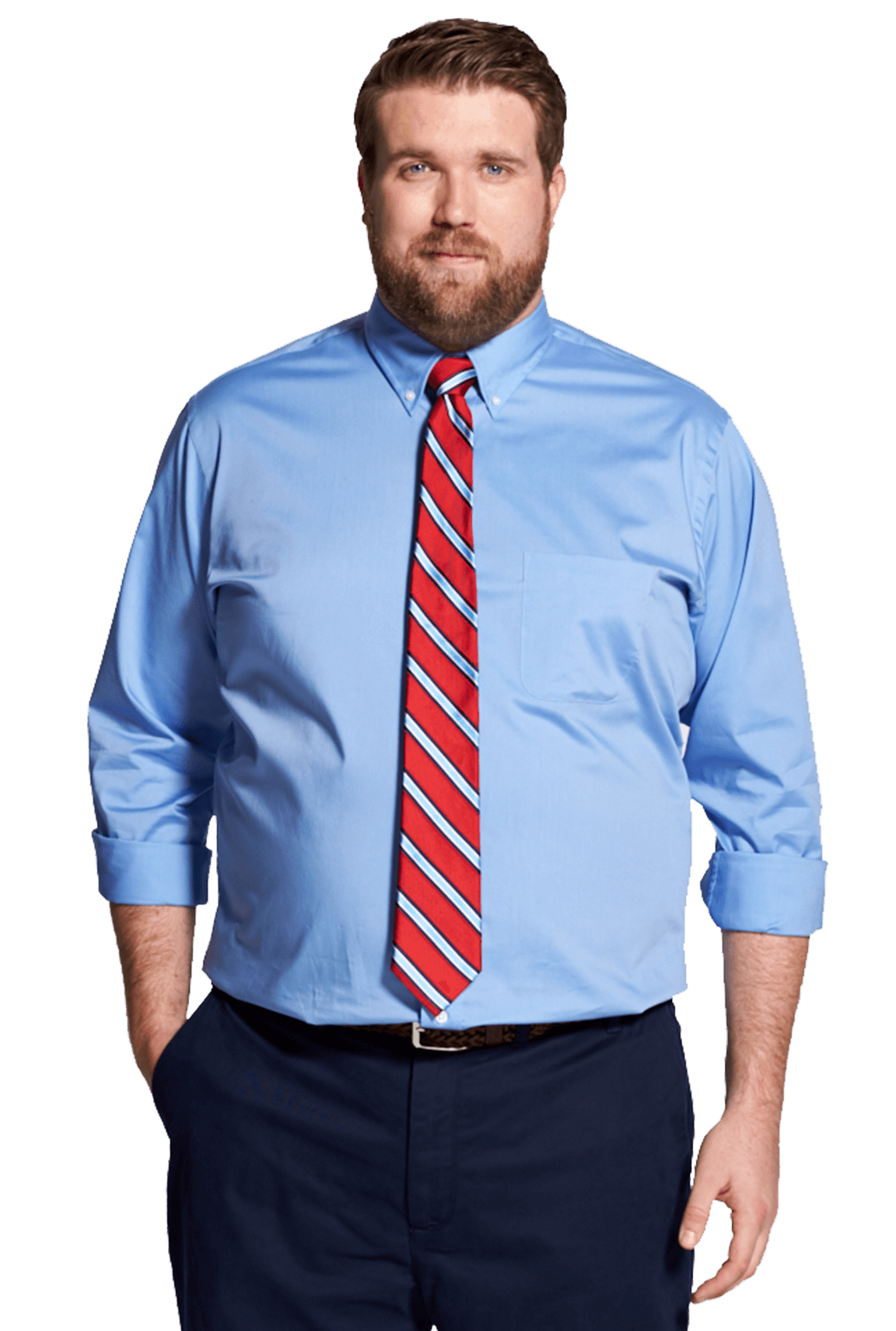 Man Wearing Blue Dress Shirt And Red Striped Tie Transparent PNG Clipart