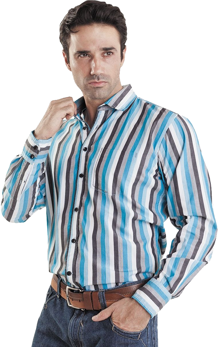 Man Wearing Colorful Vertical Stripe Casual Button Shirt Clear Background Shirt Illustration