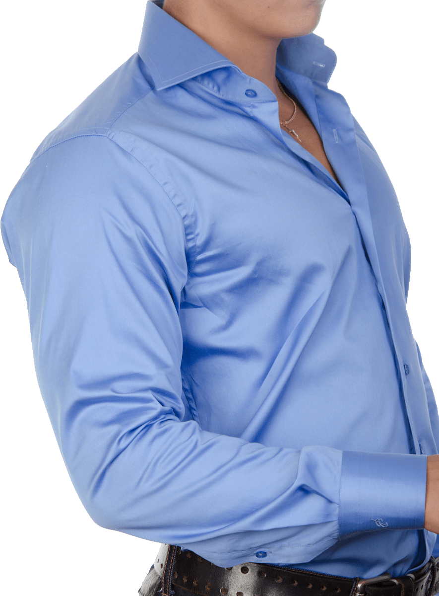 Man Wearing Light Blue Button Shirt With Arms Crossed PNG Outfit Image For Design