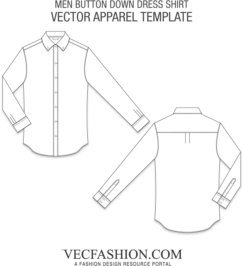 Mens Button Down Dress Shirt Front And Back Fashion Template Transparent Background Shirt PNG