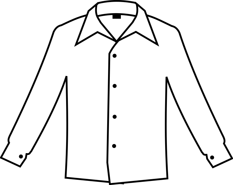 Minimal Black Line Drawing Of Classic Mens Dress Shirt PNG Image With Transparent Background