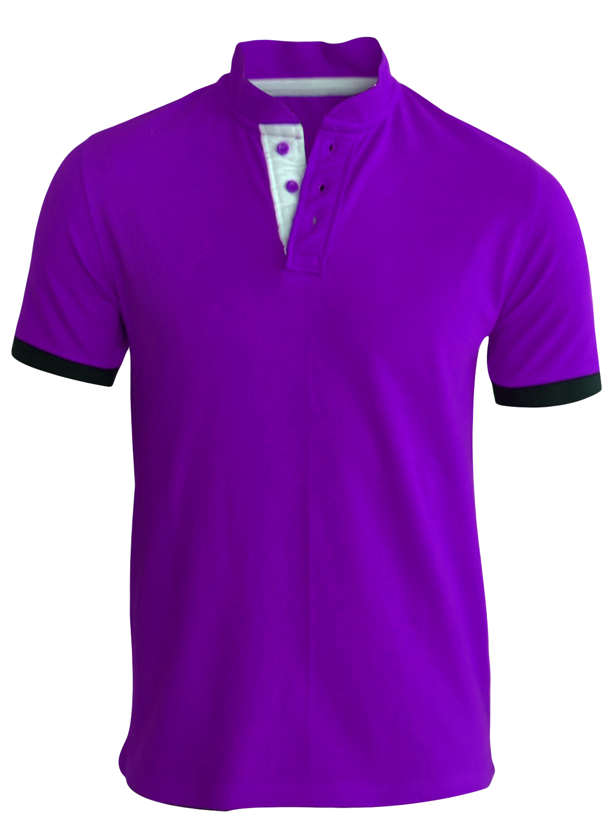 Purple Short Sleeve Polo Shirt With Button Collar PNG Cutout With Clear Background