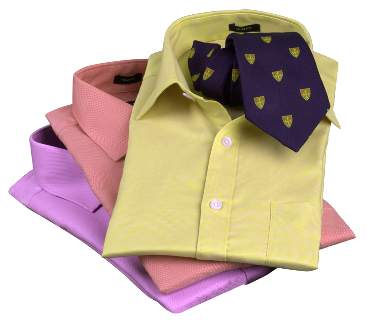 Stack Of Folded Mens Shirts With Contrasting Necktie Transparent Background PNG Image