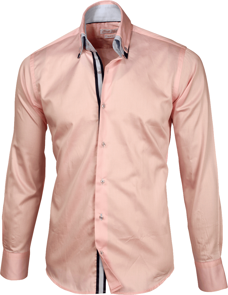 Soft Pink Long Sleeve Dress Shirt With Button Front PNG Cutout With Clear Background