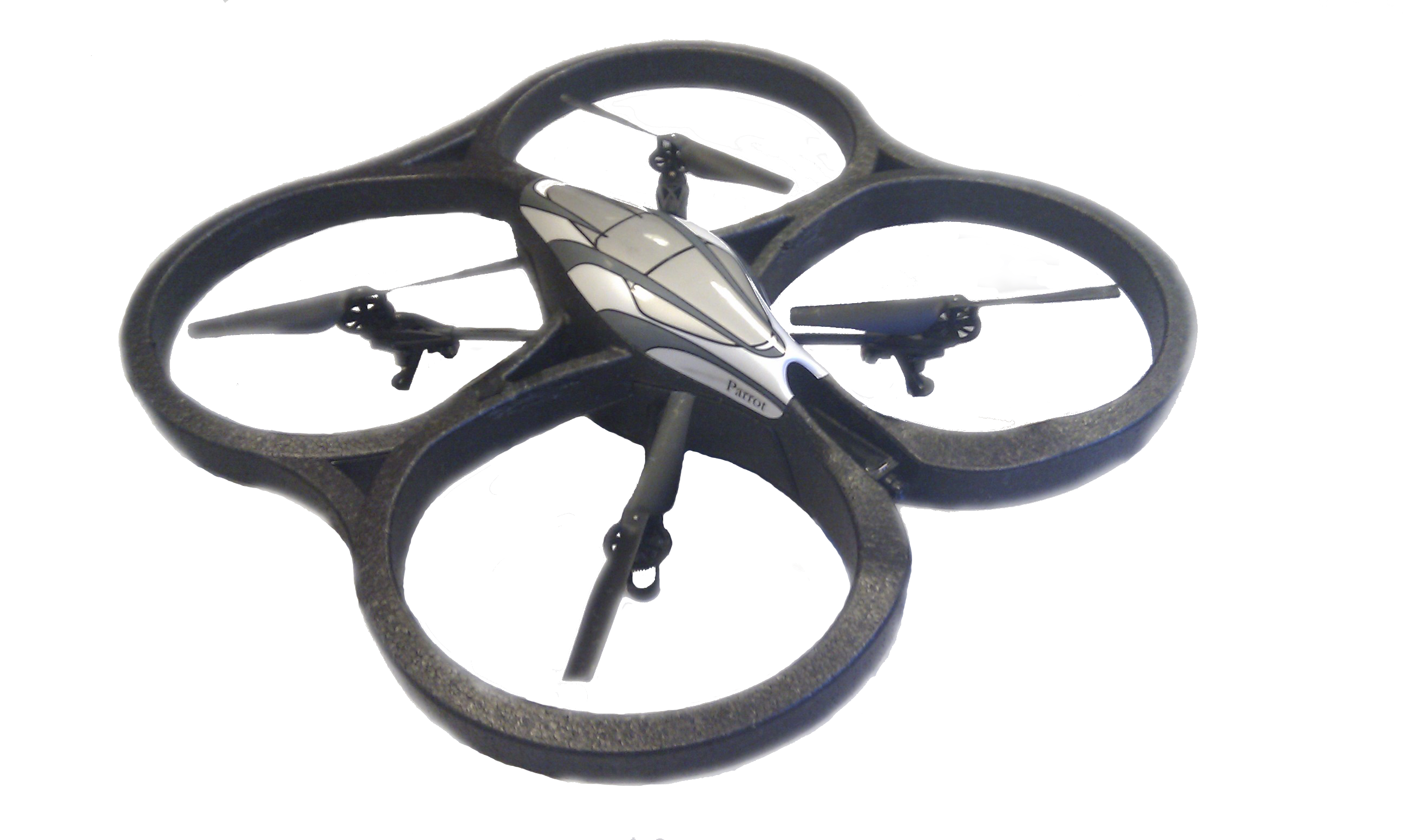 Compact Black Racing Drone With Circular Propeller Guards Isolated On Transparent Background