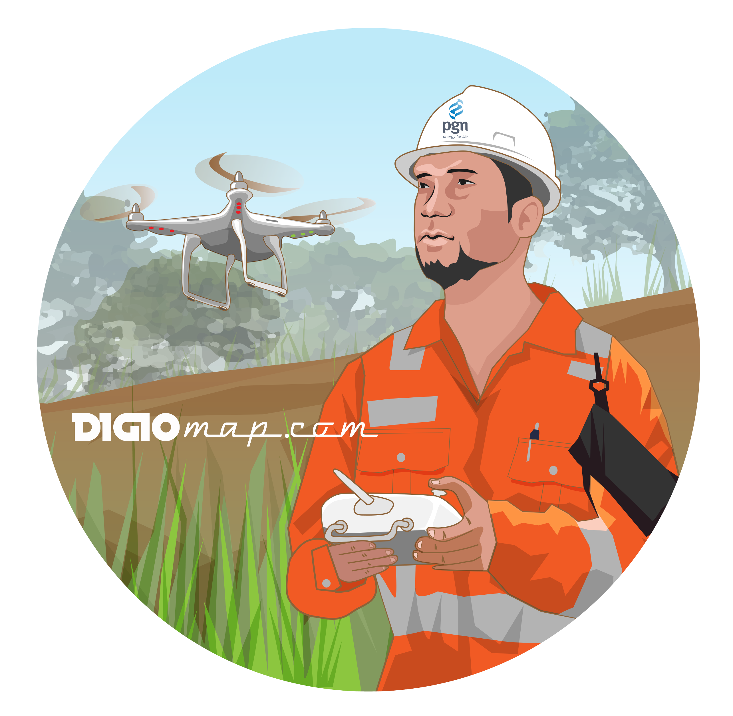 Drone Pilot In Safety Helmet Holding A Remote Controller PNG Drone Image For Design