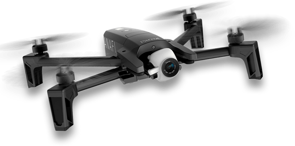 Gray Compact Camera Drone Side View PNG Cutout With Clear Background