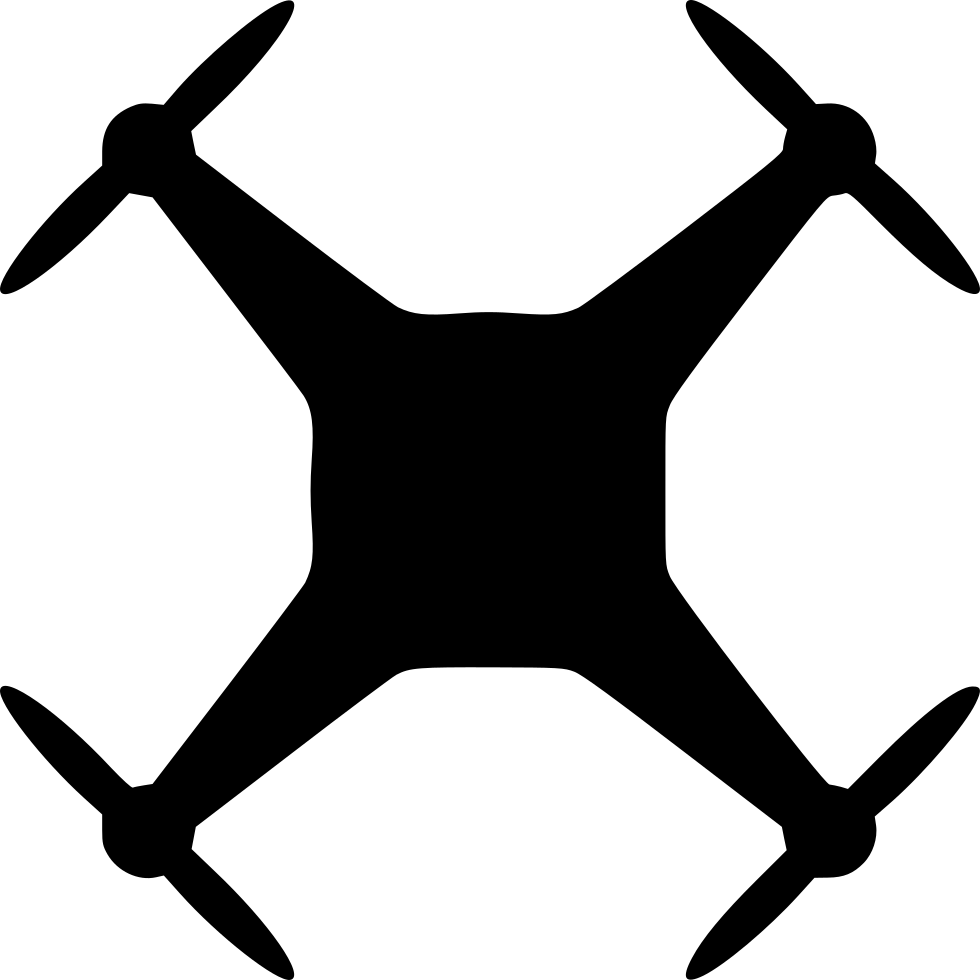 Black Quadcopter Drone Top View Silhouette Icon Transparent PNG Clipart