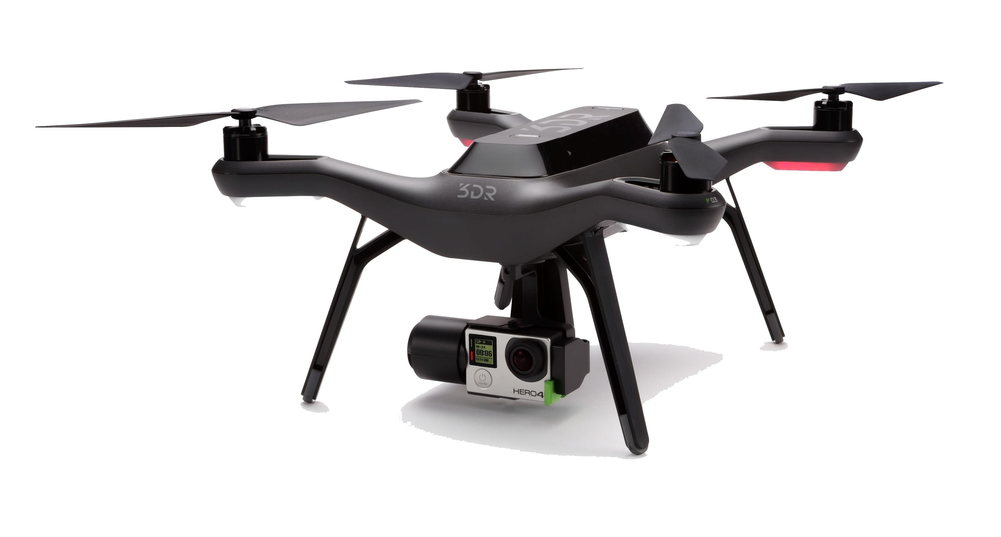 Black Quadcopter With Underslung Camera Gimbal Clear Background Aircraft Illustration