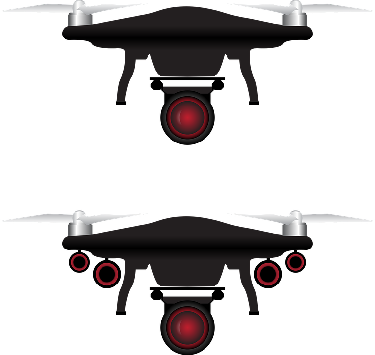 Black Surveillance Quadcopter Drone With Dual Camera View Transparent Background PNG Image