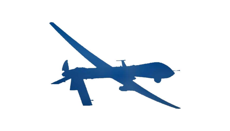 Blue Fixed Wing Unmanned Aircraft Silhouette PNG Cutout With Clear Background