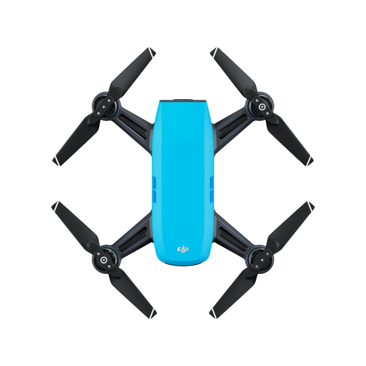 Blue Mini Drone Top View With Foldable Propellers Isolated On Transparent Background