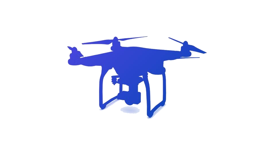 Blue Quadcopter Drone Silhouette Icon Isolated Transparent PNG Graphic