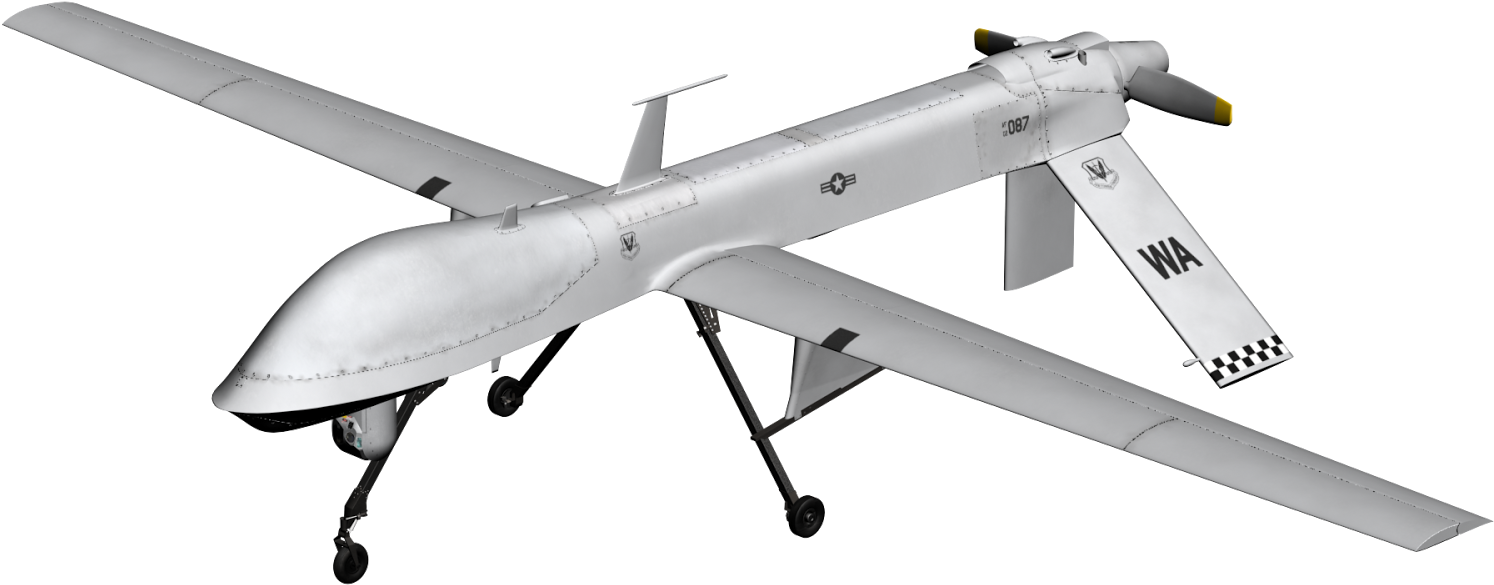 Gray Fixed Wing Military Unmanned Aerial Vehicle Aircraft PNG Image With Transparent Background