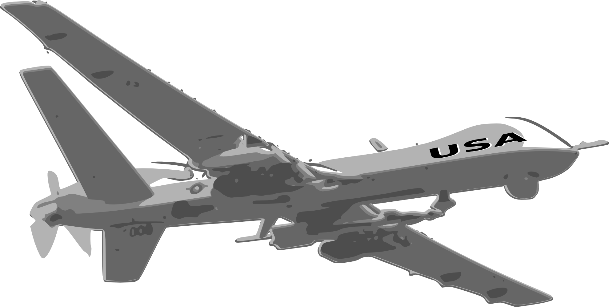 Gray USA Military Unmanned Aircraft With Fixed Wings Transparent Background PNG Image