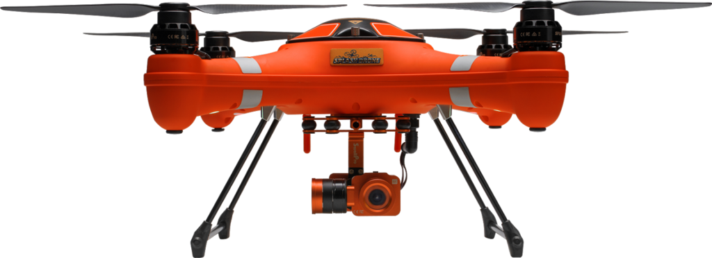 Orange Quadcopter Drone With Four Landing Legs Transparent Background PNG Image