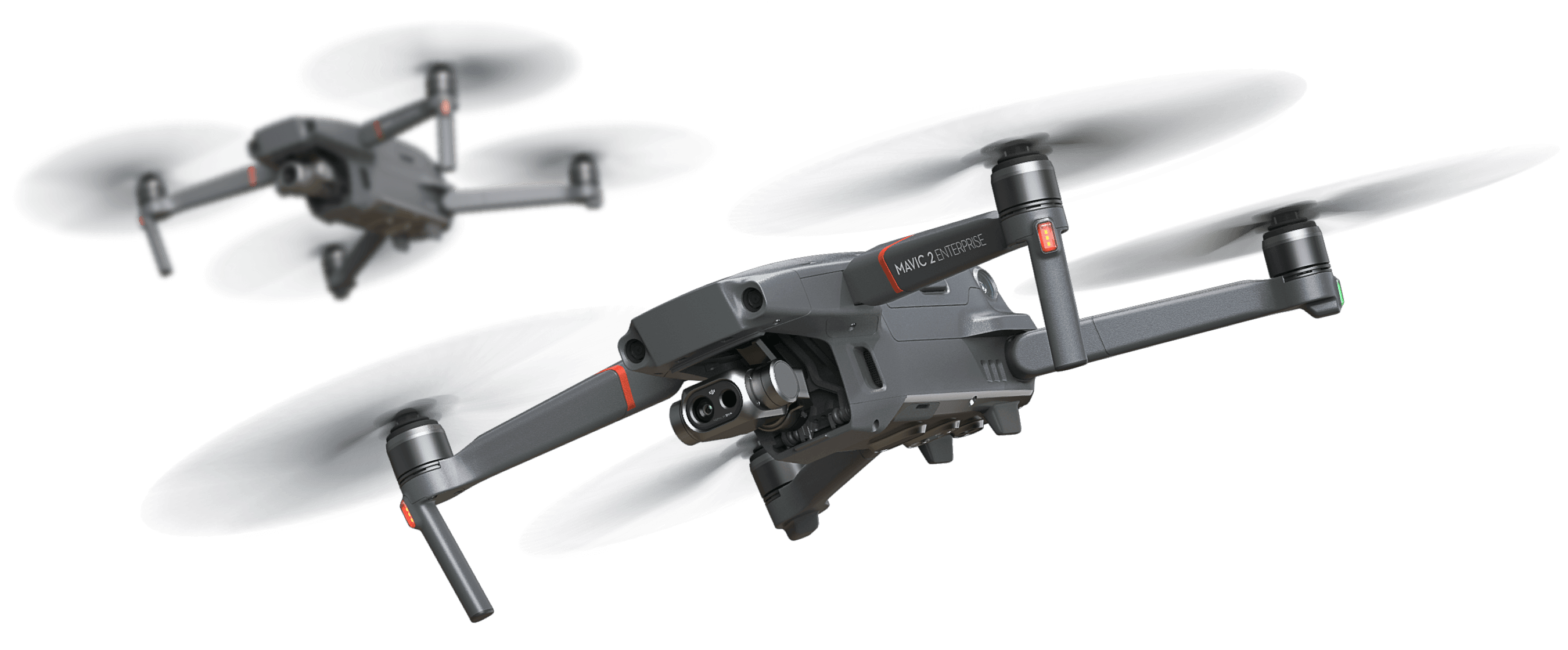 Pair Of Gray Foldable Camera Drones In Flight Clear Background Aircraft Illustration
