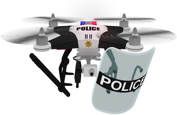 Police Theme Toy Drone With Badge And Character Graphic Transparent PNG Clipart