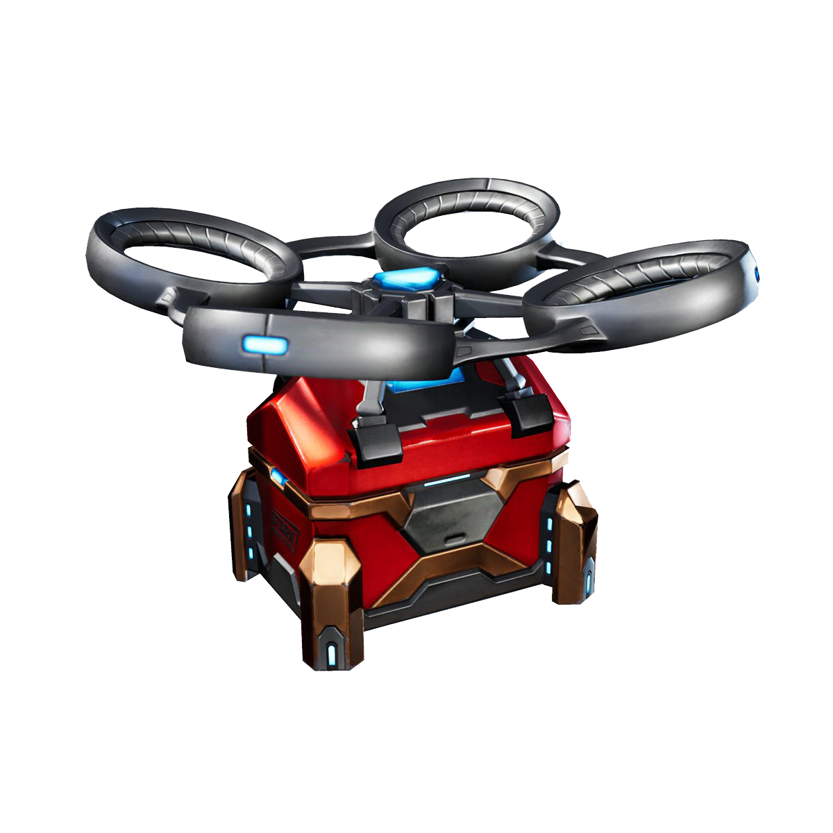 Red And Black Camera Drone With Protective Frame PNG Image With Transparent Background