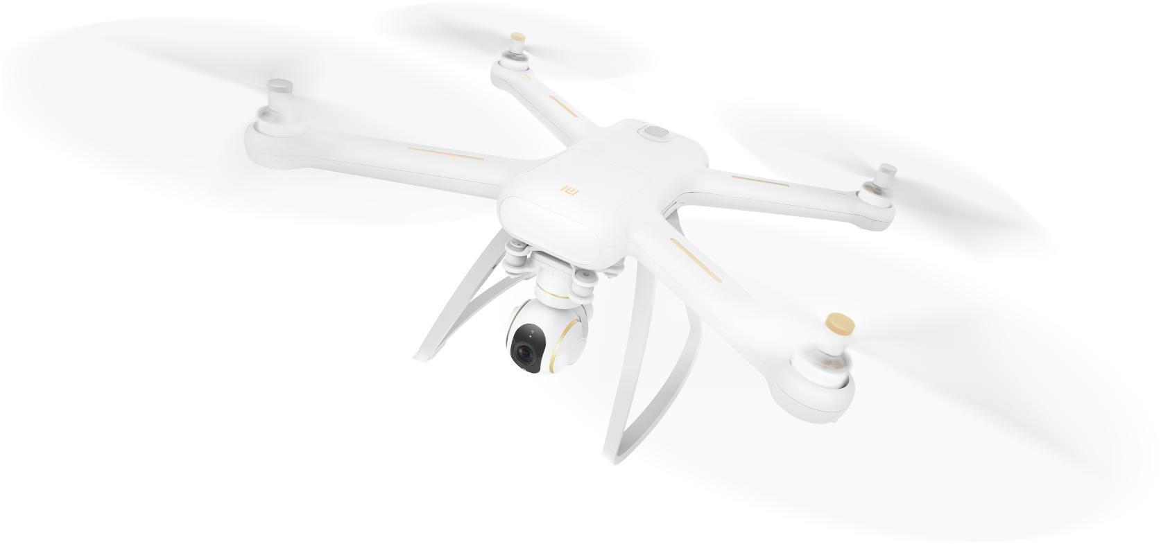 Small White Mini Quadcopter Drone In Flight Printable PNG Graphic With Transparent Background