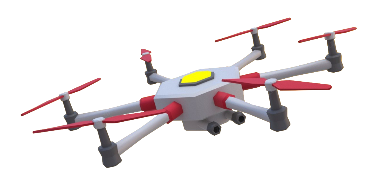 White Quadcopter Drone With Pink And Yellow Details Transparent PNG Image For Creative Projects