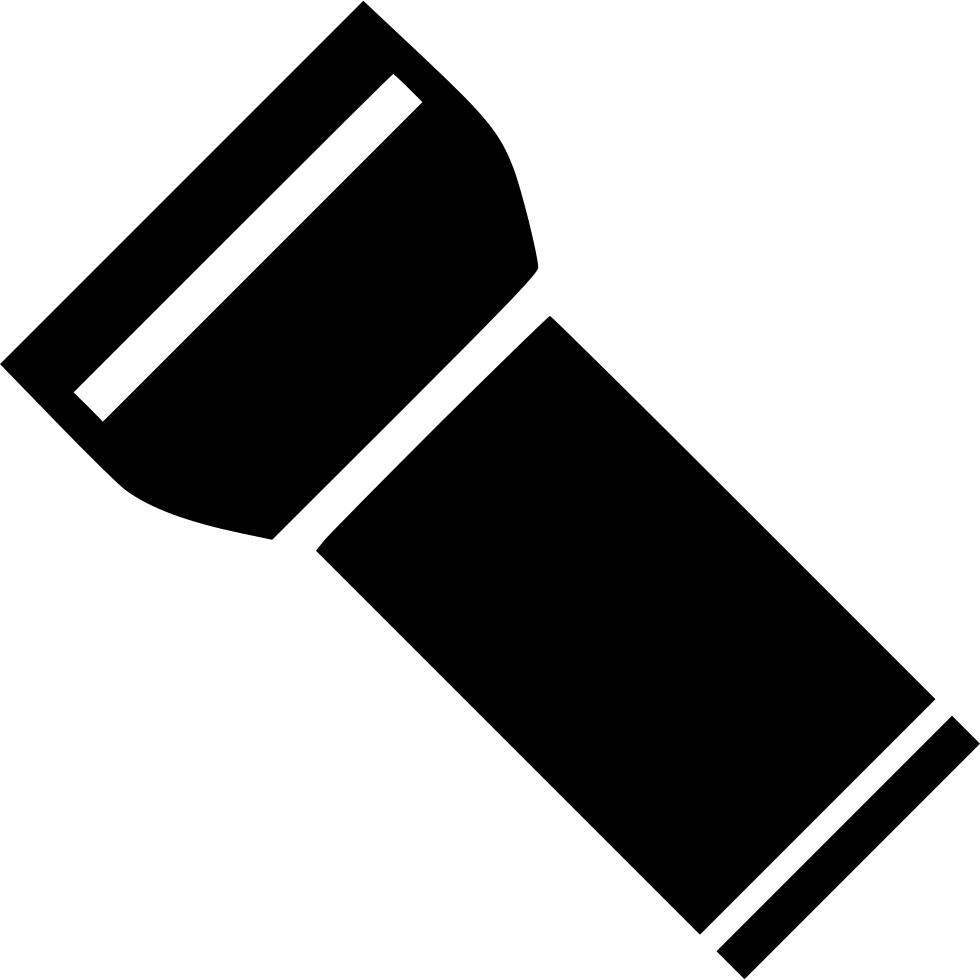 Black Classic Flashlight Silhouette With Wide Head Clear Background Torch Illustration