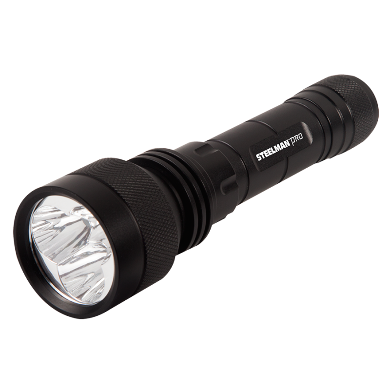 Black Compact LED Flashlight With Reflector Lens Lighting PNG With Clear Background