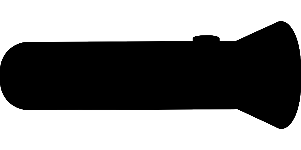 Black Flashlight Silhouette With Wide Lamp Head Transparent Background PNG Image