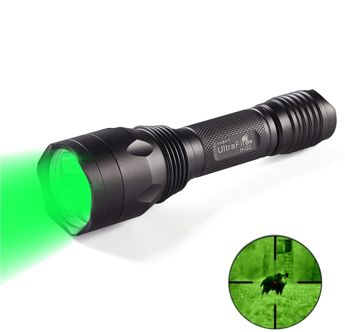 Black Green Laser Flashlight With Night Vision Target Effect High Resolution PNG Illustration