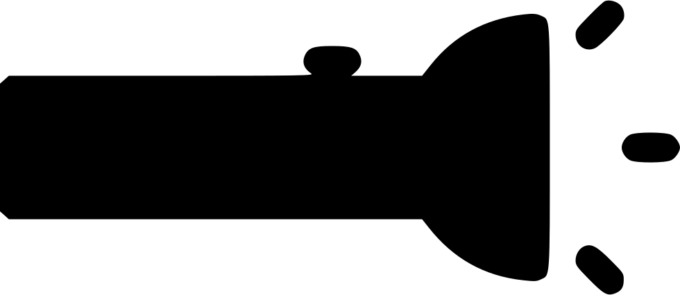 Black Side View Flashlight Silhouette With Light Rays Isolated Transparent PNG Graphic