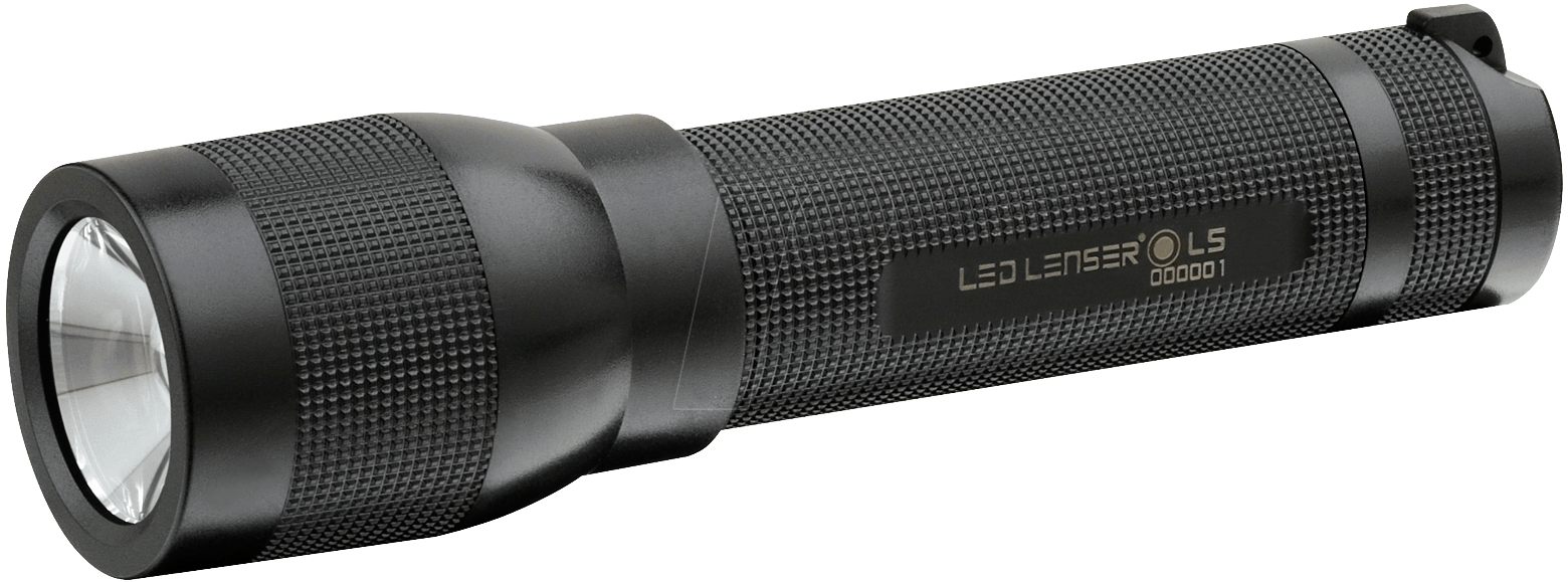Black Tactical LED Flashlight With Side Grip And Switch Isolated Transparent PNG Graphic