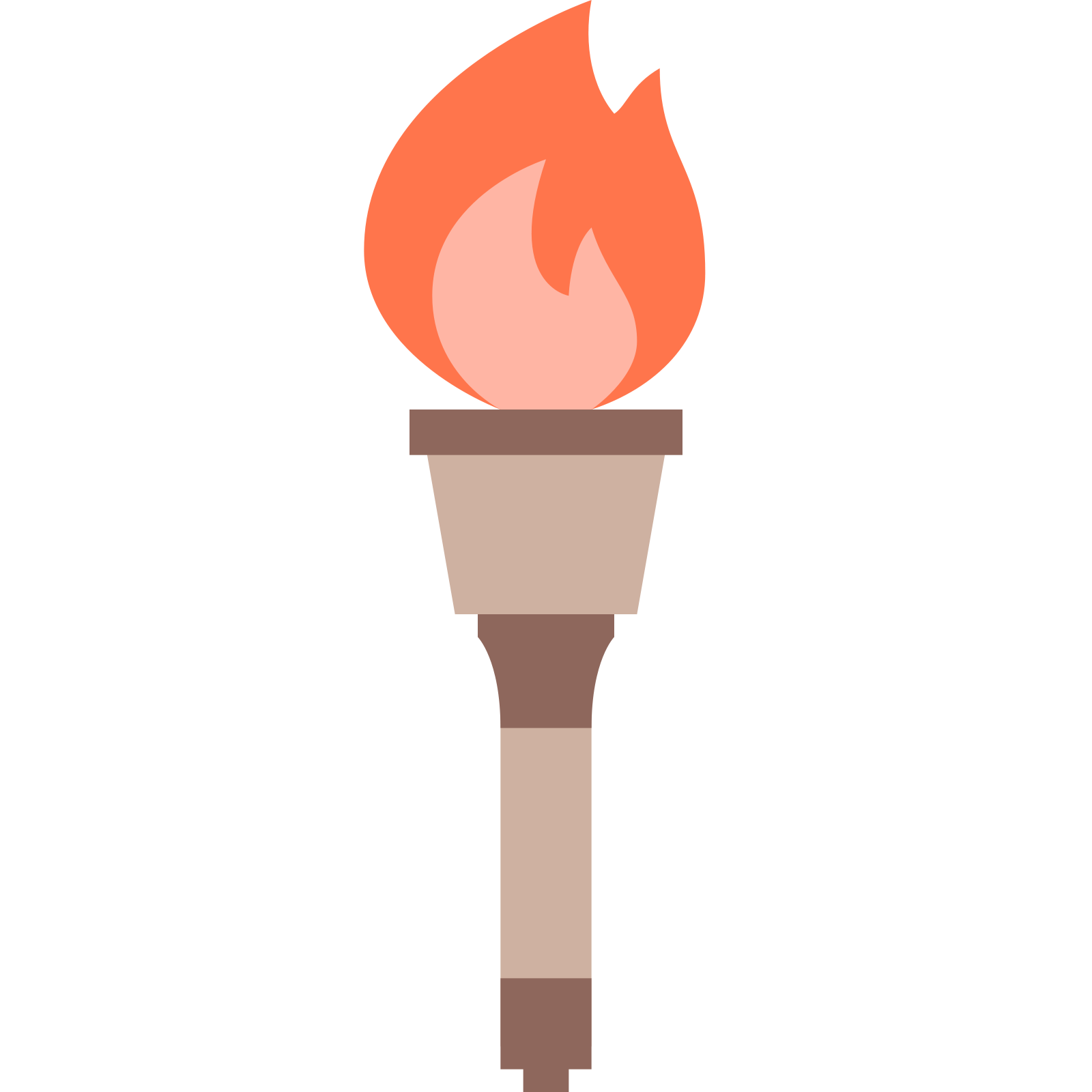 Classic Brown Torch With Bright Orange Flame Icon High Resolution PNG Illustration