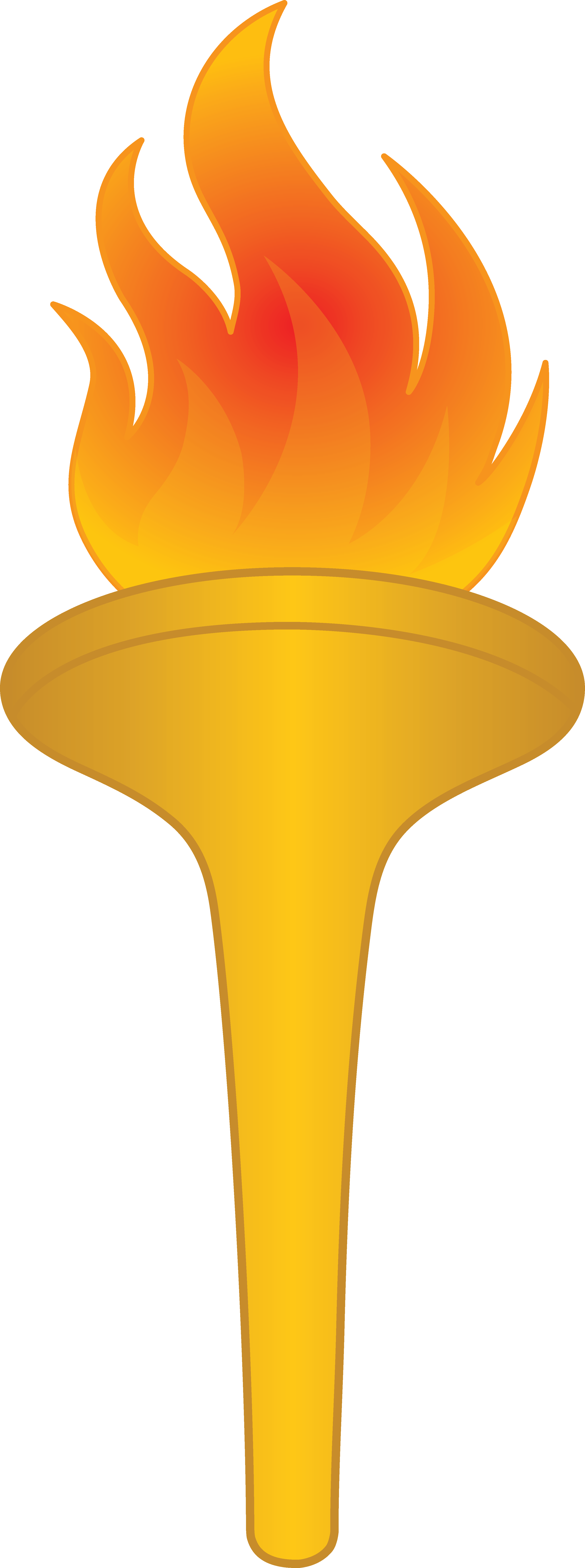 Flaming Hand Torch Icon With Orange Fire PNG Clip Art On Clear Background