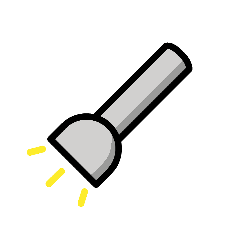Gray Hand Drawn Flashlight Sketch With Yellow Light PNG Flashlight Image For Design