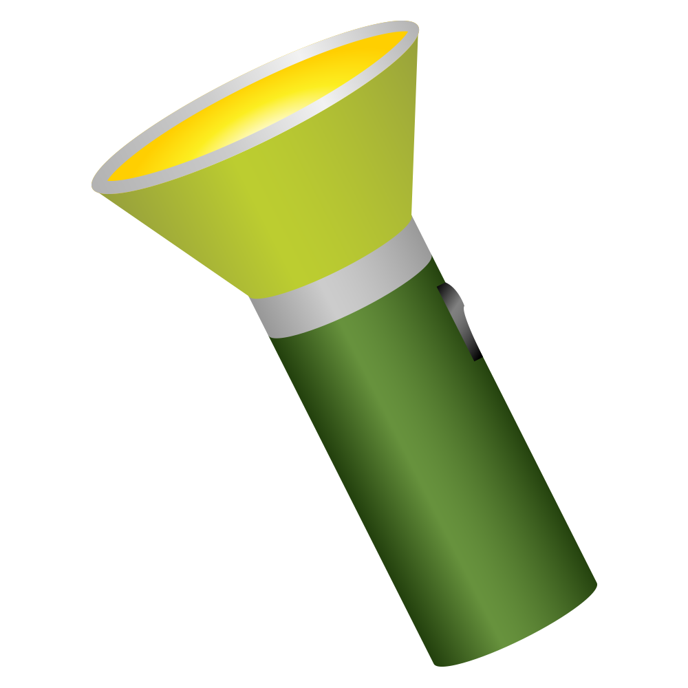 Green Flashlight With Yellow Beam Of Light PNG Flashlight Image For Design