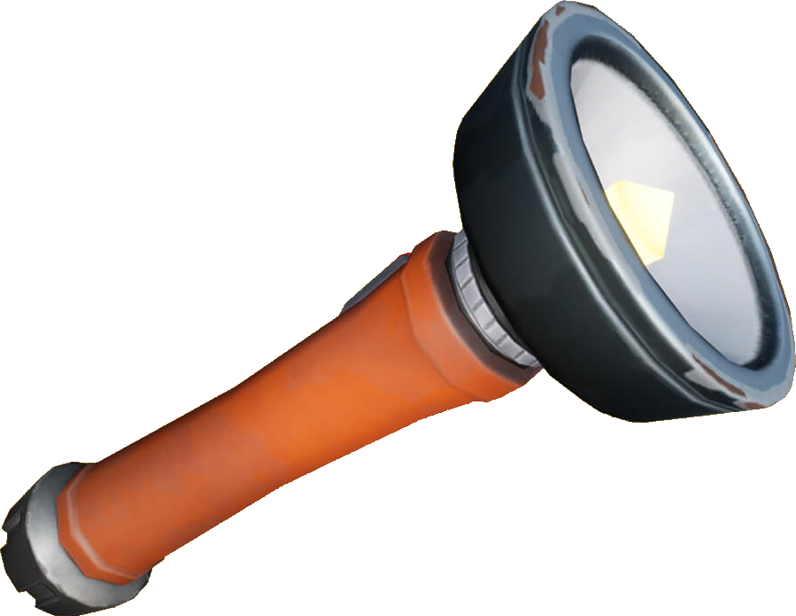 Orange Searchlight Flashlight With Large Reflector Head Transparent Background Torch PNG