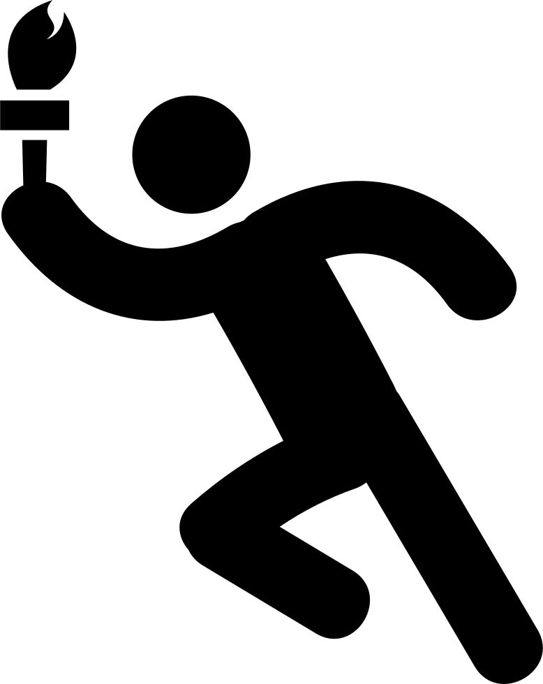 Person Running With A Lit Hand Torch Silhouette Icon Transparent Background PNG Image