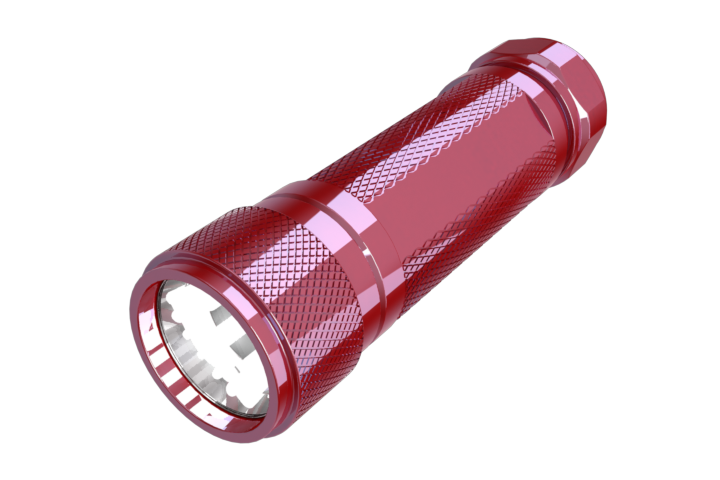 Red Compact LED Flashlight With Multiple Front Bulbs Clear Background Torch Illustration