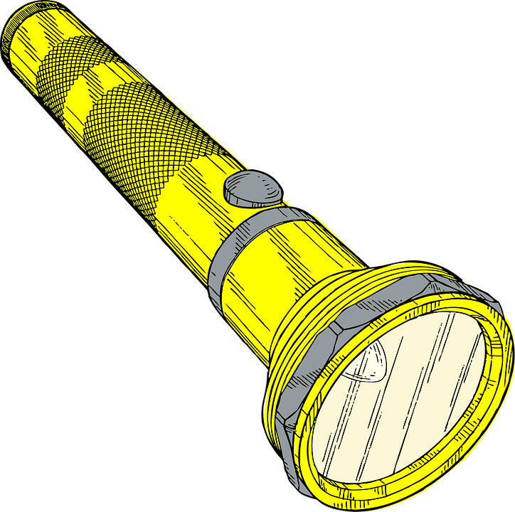 Yellow Flashlight Technical Illustration With Measurement Lines Transparent Background PNG Image