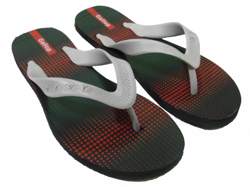 Black And Red Sport Flip Flops With Textured Footbed PNG Cutout With Clear Background